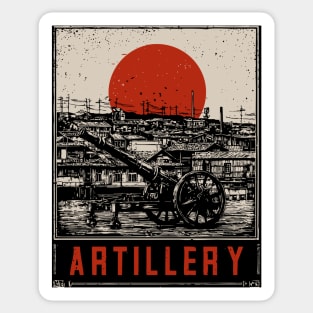 Vintage Artillery Military Poster - Industrial Dieselpunk War Art Sticker